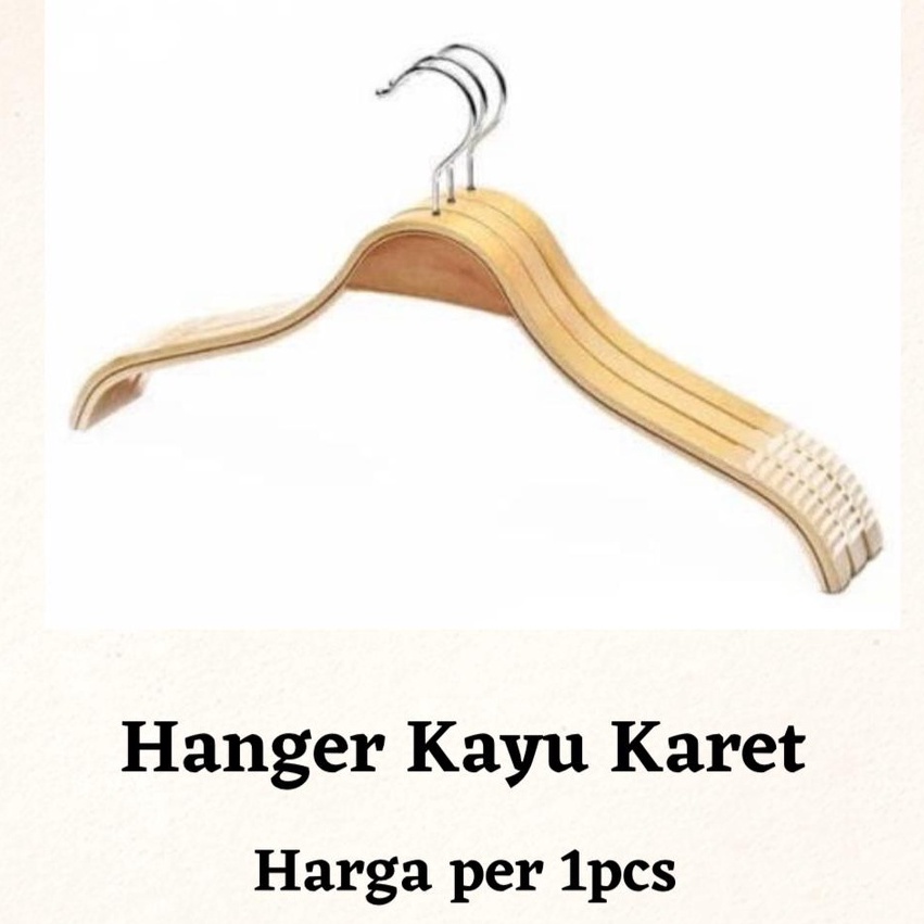 Hanger Kayu Dewasa Karet Samping