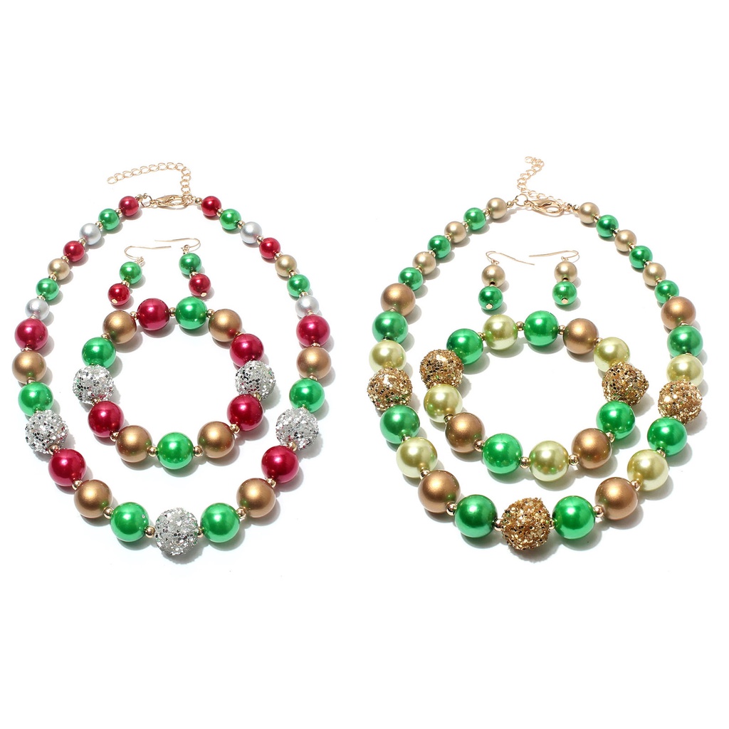 Hu Hu Hu Hu Hu Alat Bantu Pasang Kacamata♡ Kalung Gelang Rantai Mutiara Simulasi Tema Natal Untuk Perempuan