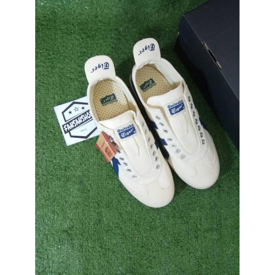 MODEL BARU Sepatu ONITSUKA Tiger Mexico Slip On Cream Navy Premium High Quality