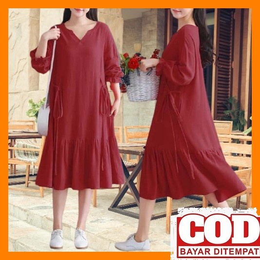 Dresswanita Casual Dress Korea Import Bangkok Murah Terbaru Maxi  DA619 Dress Wanita Jumbo Putih Nav