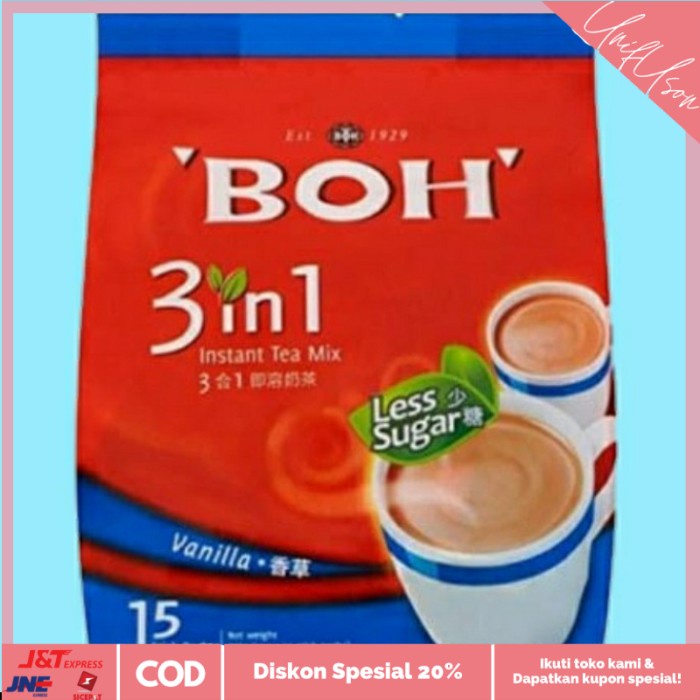 

⭐COD⭐ TEA INSTAN MALAYSIA-BOH INSTAN 3 IN 1 VANILA (15 PCS)