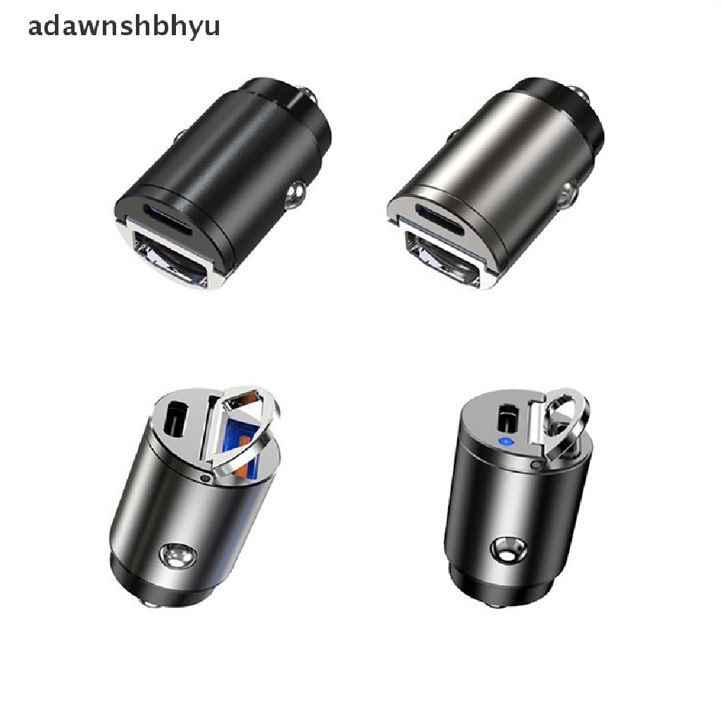 Adaptor Mobil adawnshbhyu Mini Siluman QC 4.0 3.0 Quick Charge 30W PD+QC/PD+PD Charger Mobil