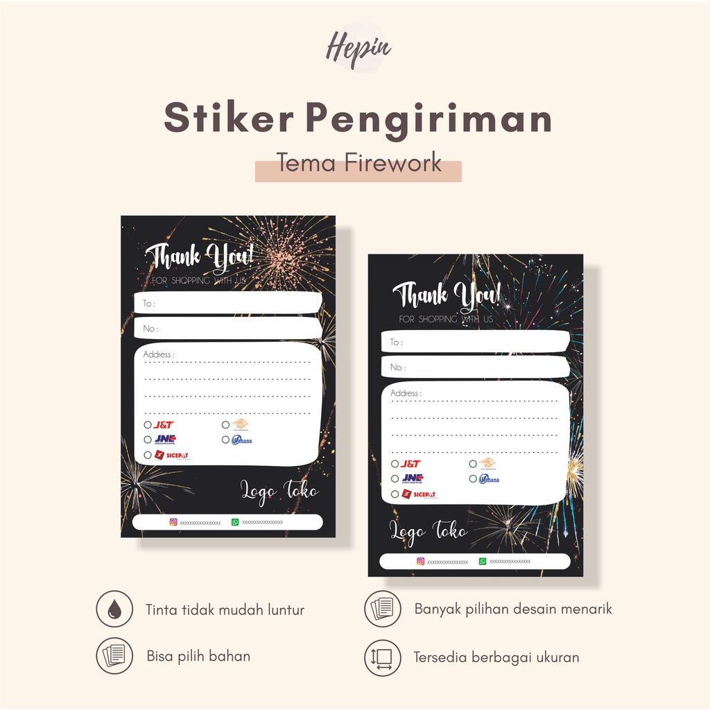 

cetak label alamat paket/stiker pengiriman murah tema FIREWORKS/murah/bebas desain