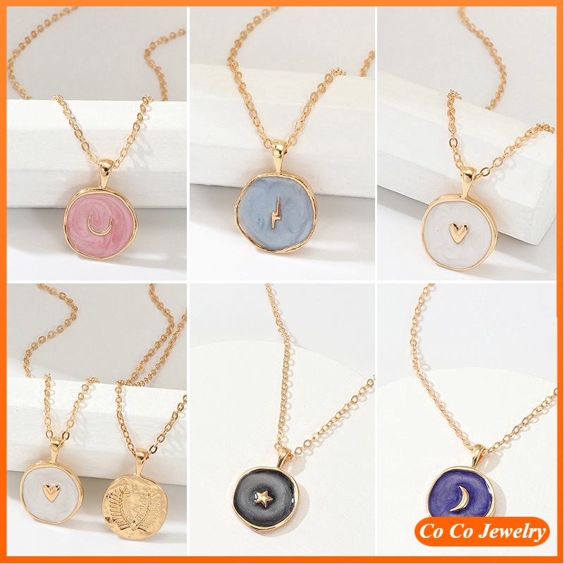 Kalung Liontin Elegant Moon Star Pendants Necklaces Women Party Necklace Korean Street Style Fashion Jewelry Friends Gifts