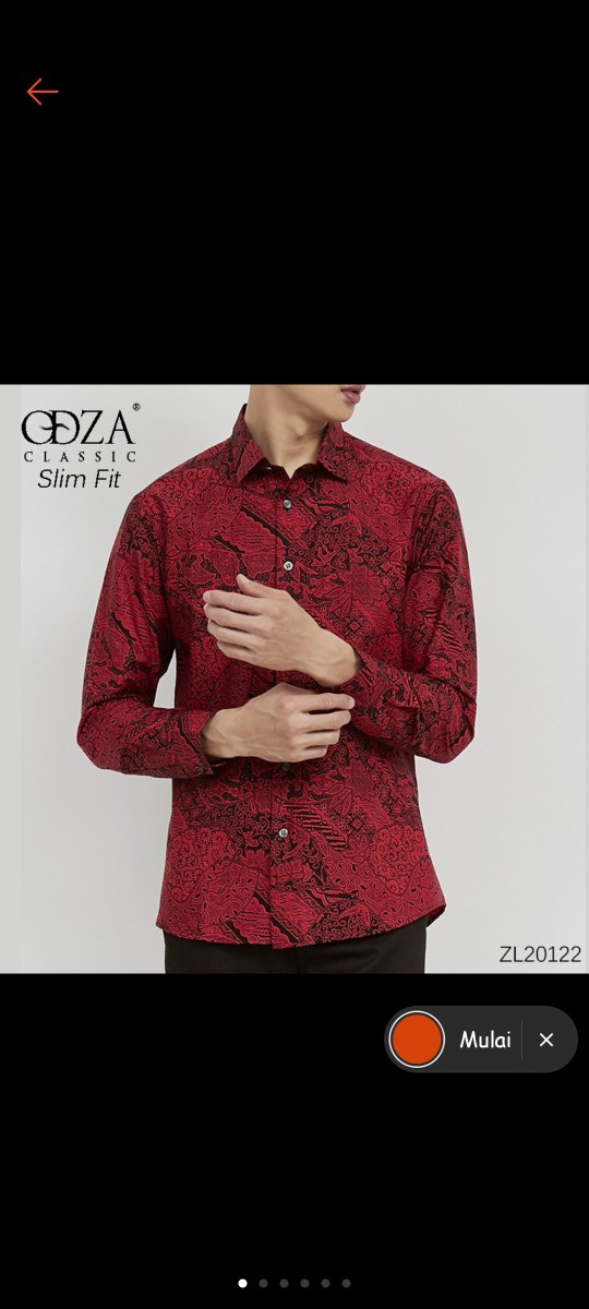 Odza Kemeja Baju Batik Pria Modern Lengan Panjang Slim Fit