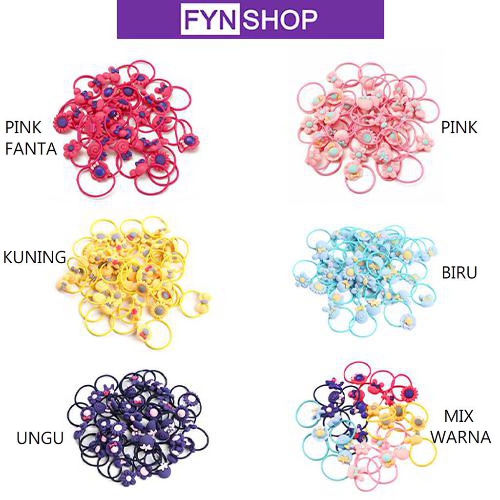 Fynshop ♛ AR04 20 Pcs Set Ikat Rambut bahan karet Warna-Warni Gaya Korea untuk Anak Perempuan-2