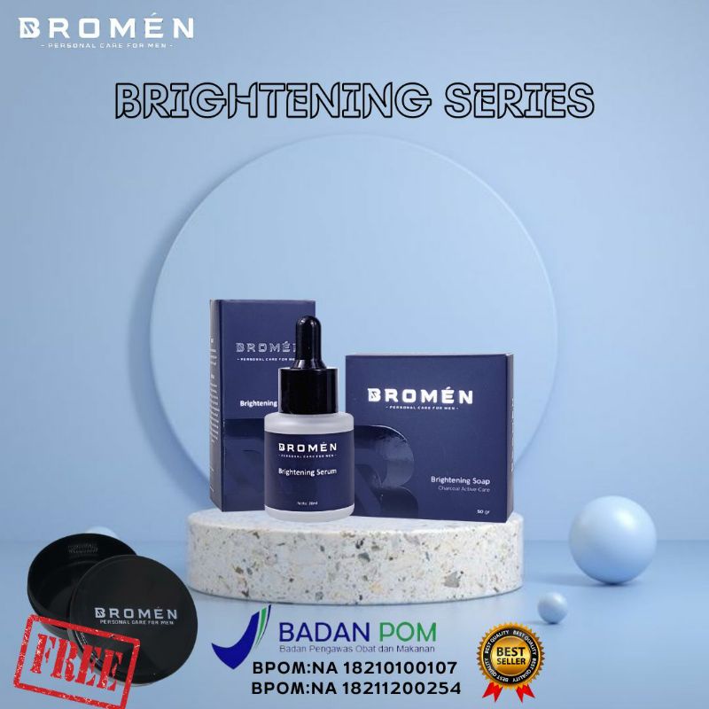 Brightening soap BROMEN Sabun &amp; Serum 100% Original BPOM Pencerah Wajah pria wanita Penghilang bekas jerawat