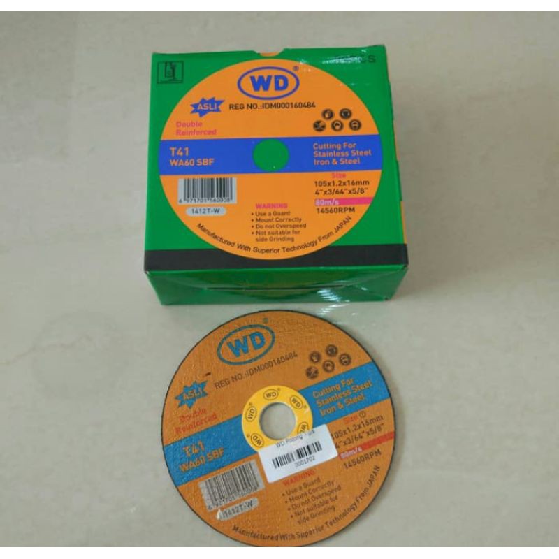 WD Potong Besi 4 Inch / Mata Potong besi WD / Resibon / Batu Gerinda Tipis / WD Potong tipis
