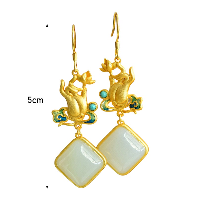 Fancyqube Anting-Anting Dengan Liontin Gantung Bentuk Bunga Teratai Model Retro / China Untuk Wanita