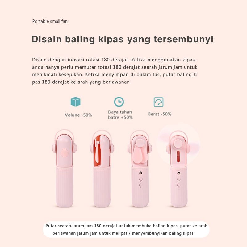 Nano Spray Powerbank Cute  3 in 1 Kipas Angin Portable Mini Usb  Aksesories Mini Fan Tali Gantung Serbaguna