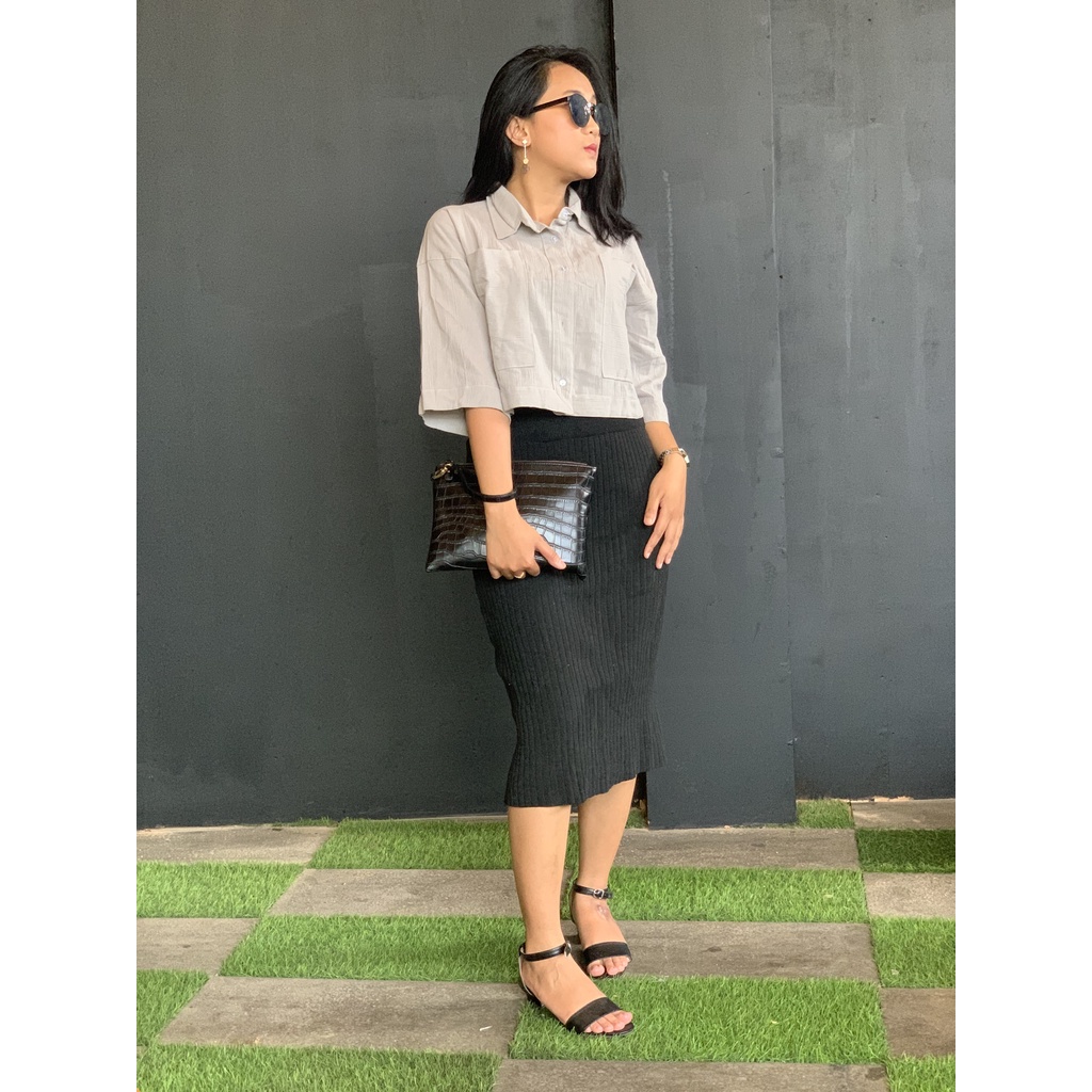 Vira -Kemeja Crop Linen Cringkle - Outer Crop Linen Cringkle - Atasan wanita - Pakaian wanita - Kemeja Wanita-2