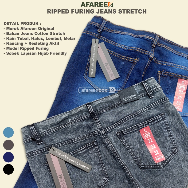 AFAREEN - Celana Jeans Wanita Sobek Tidak Tembus Celana Jeans Pensil Skynie Wanita Robek Size 31-34