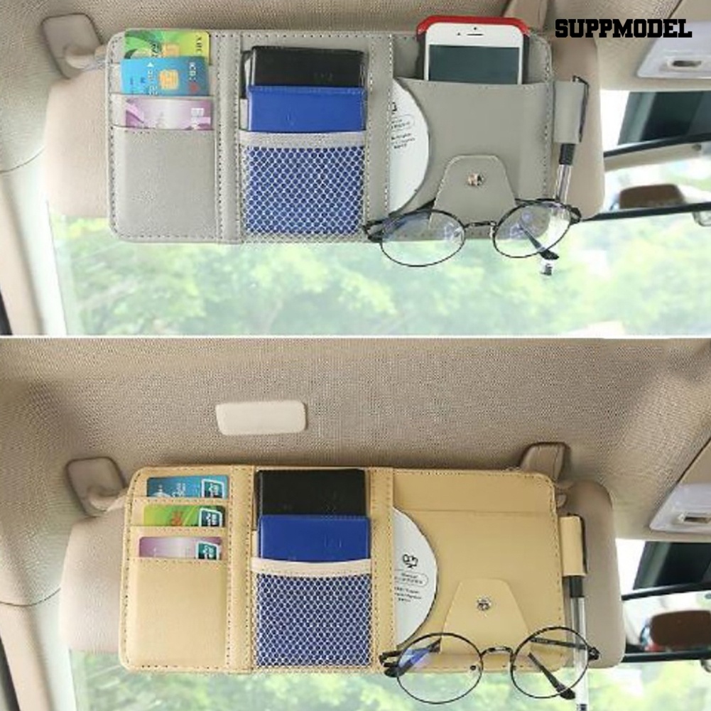 Sfs Tas Penyimpanan Kacamatatikethandphone Bahan Kulit Imitasi Untuk Sun Visor Mobil