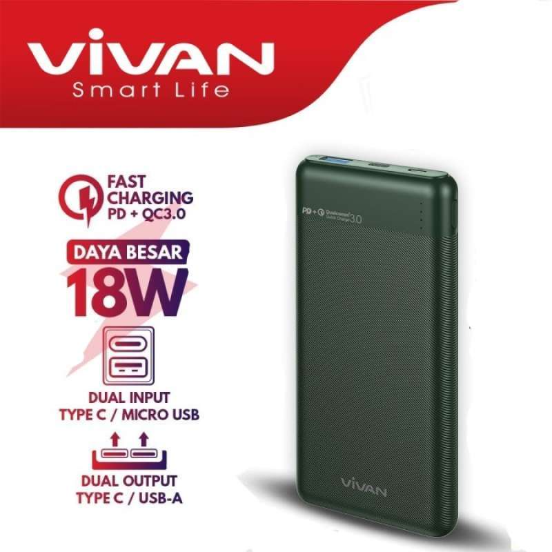 garansi 1 tahun powerbank vivan vpb m10 10000mah fast charge 18w 3a type c