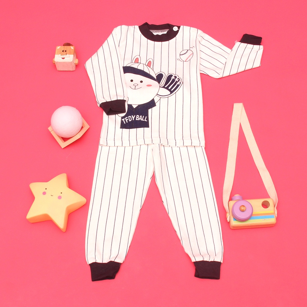 MORUKIDS - PIYAMA KAOS IMPORT TEDDY BALL BAJU TIDUR ANAK LENGAN PANJANG BAHAN PREMIUM