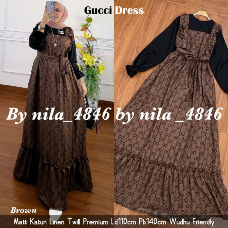 GUCCI FASHION BAJU GAMIS DRESS MAXI SETELAN MUSLIM WANITA CANTIK TERBARU KEKINIAN VIRAL MODIS