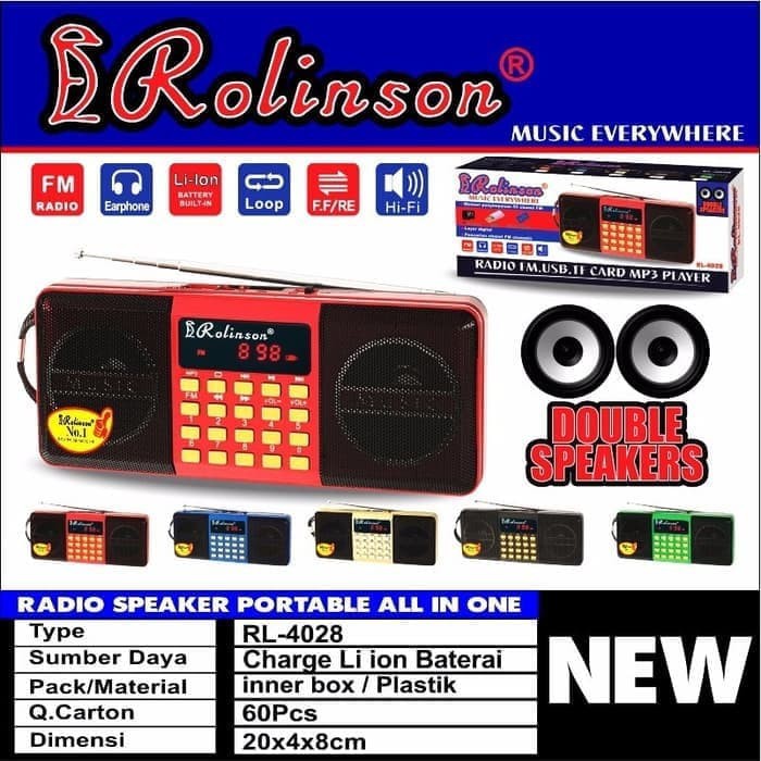 radio mp3 rolinson RL 4028 Double Speker radio murotal Alquran