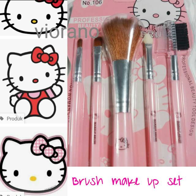 BRUSH SET KUAS MAKE UP HELLO KITY PINK ISI 5