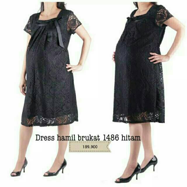 Dress pesta hitam hamil.dress brokat hamil.gaun natal ibu hamil.baju ke greja ibu hamil