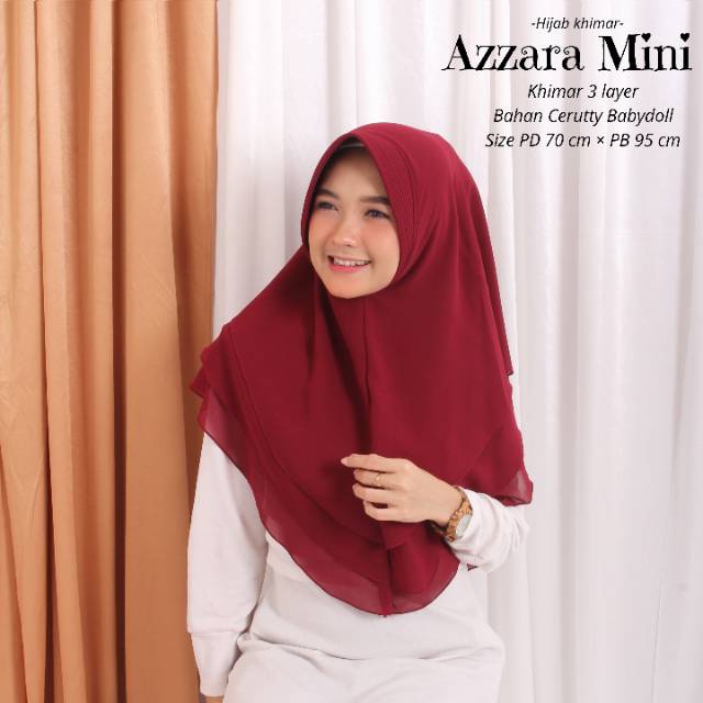 KHIMAR CERUTY BABYDOOL - HIJAB KHIMAR 3 LAYER - KHIMAR AZZARA MINI - BAHAN CERUTTY BABYDOLL PREMIUM