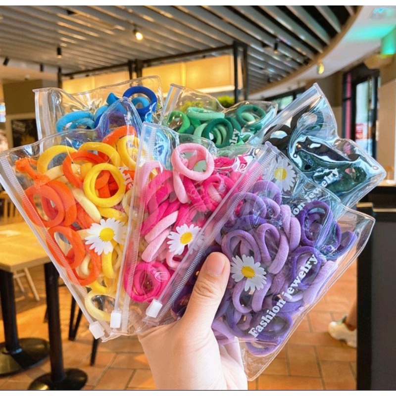 50pcs karet ikat rambut donut korea free pouch
