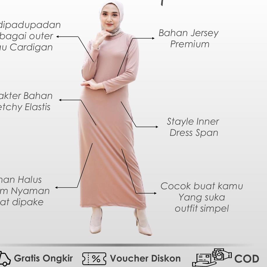 ♟ Iner Span Dress Inner Iner Gamis Inner Gamis Inner Dres Iner Dres Manset Turtle Neck Inner turtlen