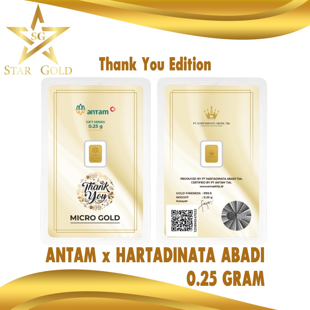 Star Gold Logam Mulia Micro Gold Antam Hartadinata 0.25 Gram Thank You Series