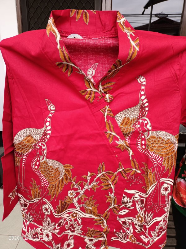 Atasan Blouse Batik Wanita Lengan Panjang Model Kimono Bahan Katun Stretch, 262 Aon#