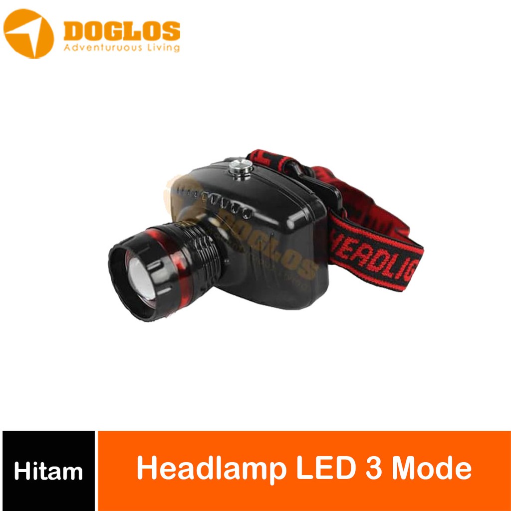 Headlamp LED Baterai AA sedang Senter Kepala Headlight
