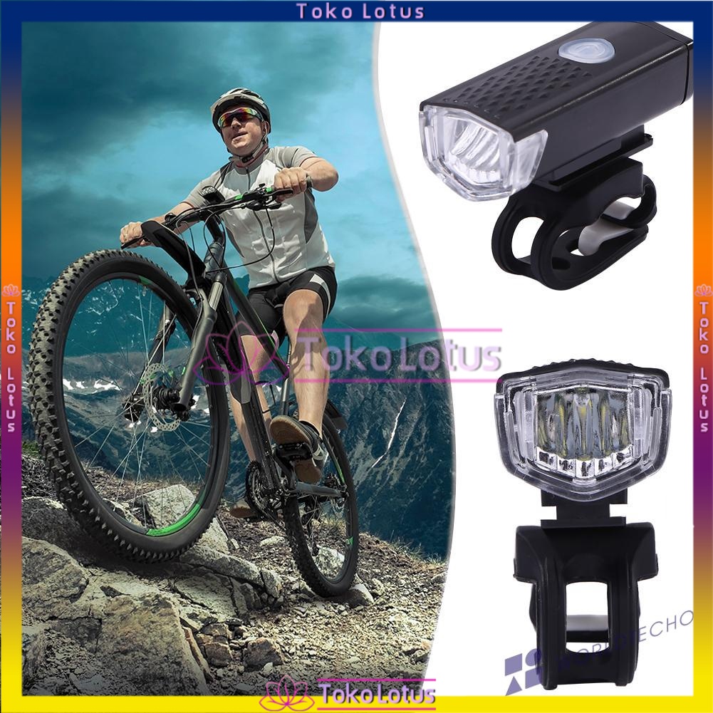 Lampu Depan Sepeda Gunung ABS Port USB Rechargeable Super Terang