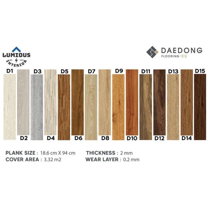 [Luxury] Vinyl Flooring / Lantai Vinyl / Harga Per Box / Daedong