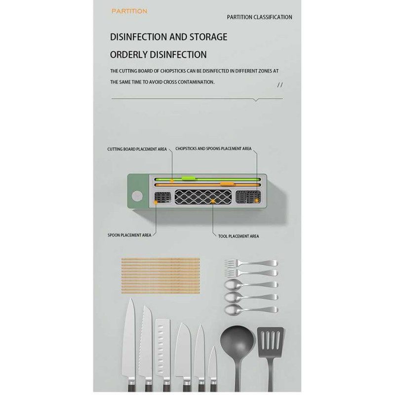 Rak Pengering Elektrik Pisau Sendok Dapur UV Disinfection Knife Holder USB