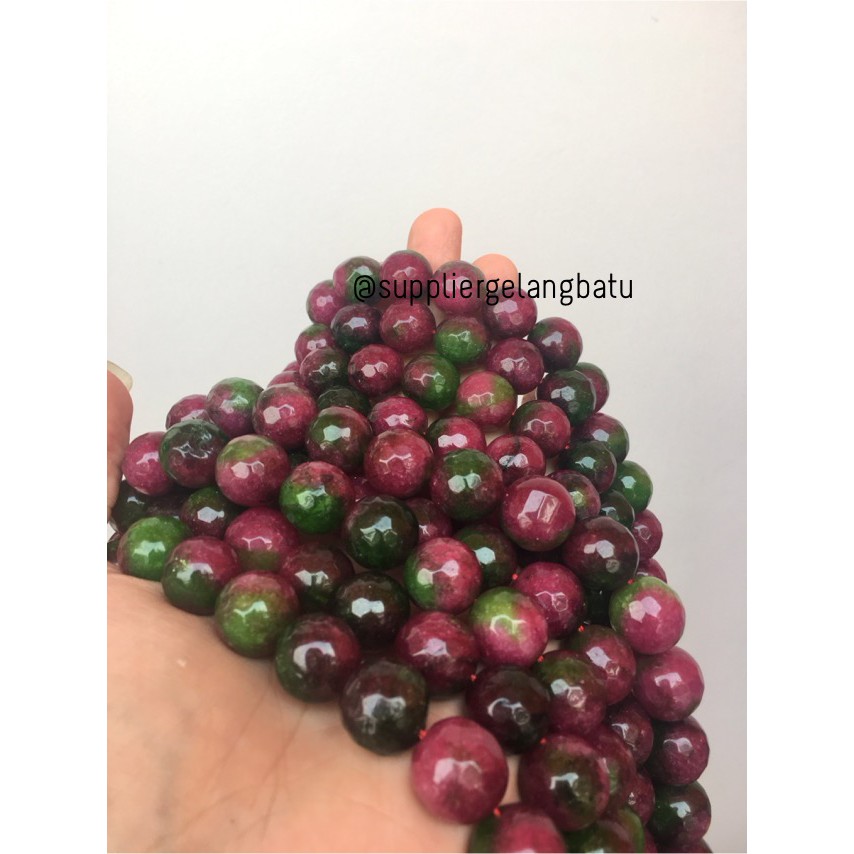 Natural TANZANIA 14mm CUTTING batu manik FACETED red green ruby stone aksesoris pria wanita trending