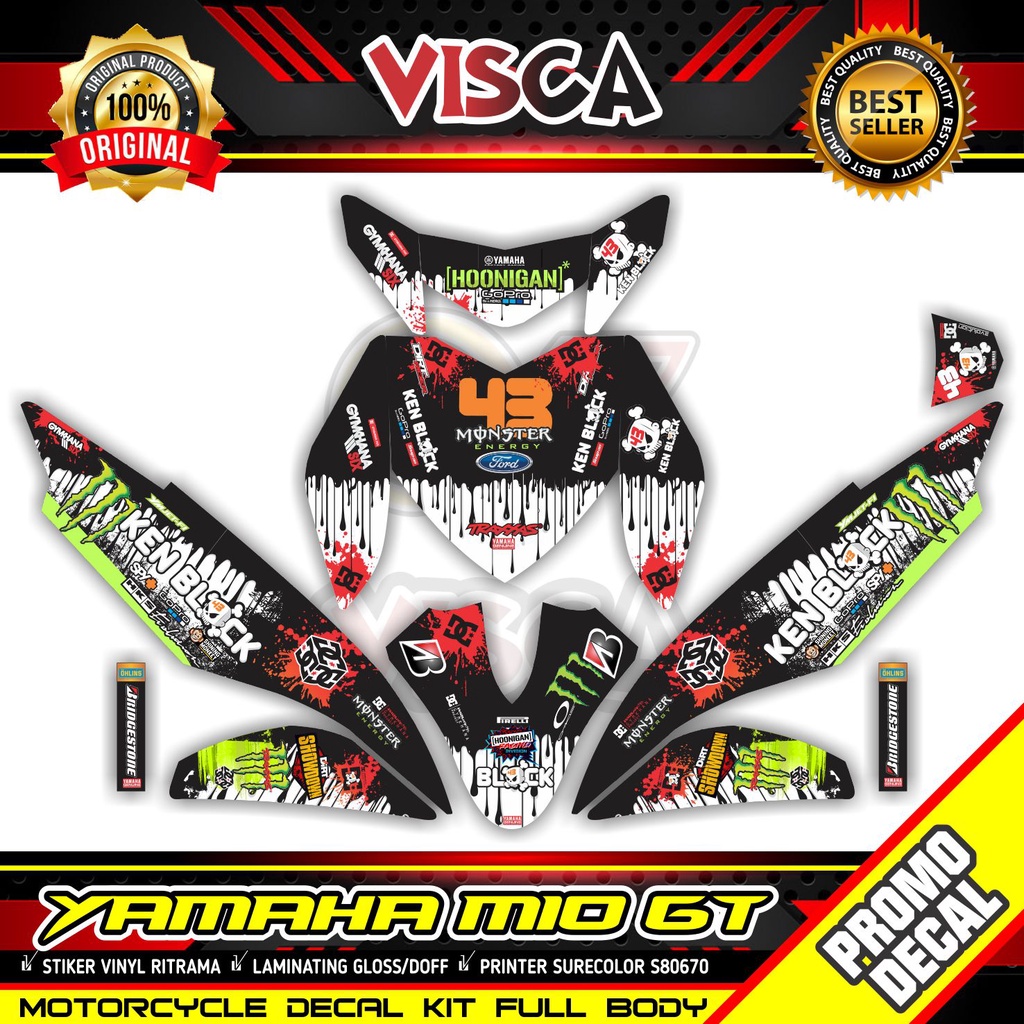 Decal Mio GT Full Body Stiker Mio GT Striping Mio GT Sticker Mio GT Full Blok motif honign