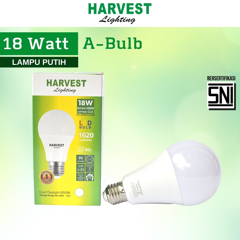 18W HARVEST LIGHTING Lampu Bohlam LED A Bulb  18 Watt Lampu Hemat Energi Original Bersertifikasi SNI dan Bergaransi