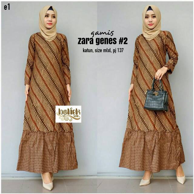 Gamis Genes Sogan Batik Modern Muslim Maxi Pesta Kondangan Seragaman Gamis Batik