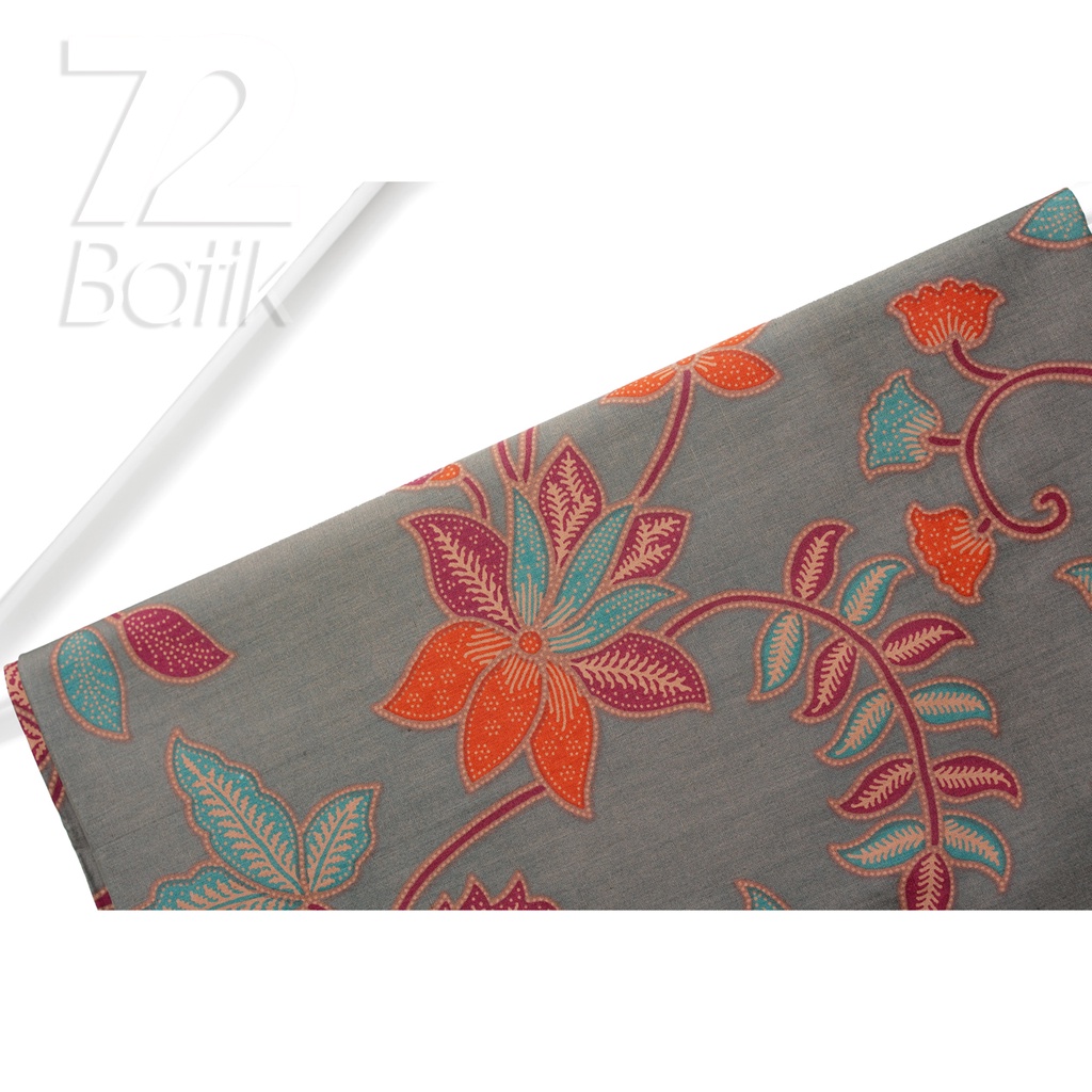 KAIN BATIK PREMIUM Bahan Katun Motif Kembang Bintang Warna Abu Grey Gray 721678 Cap 72 Jarik Jarit Samping Kebat Panjang Batik Katun Modern Premium Bahan Seragam Batik Pernikahan Kantor Keluarga Murah Kamen Jadi Batik Bali Lembaran