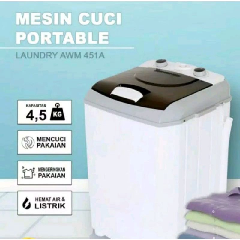 Arashi mesin cuci mini / mesin laundry AWM 451A