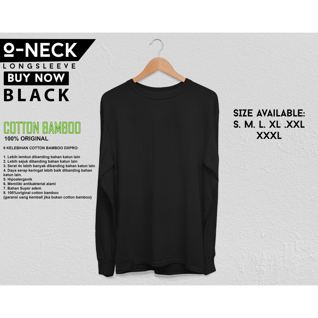 Kaos Polos Putih Katun Bambu Lengan Panjang (Bamboo T-Shirt Long Sleeve) CEWE COWOK ADA RIB
