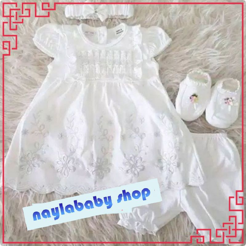 Baju Dreass Bayi Perempuan Newborn Set 0-6 Bulan/Aqiqah Bayi