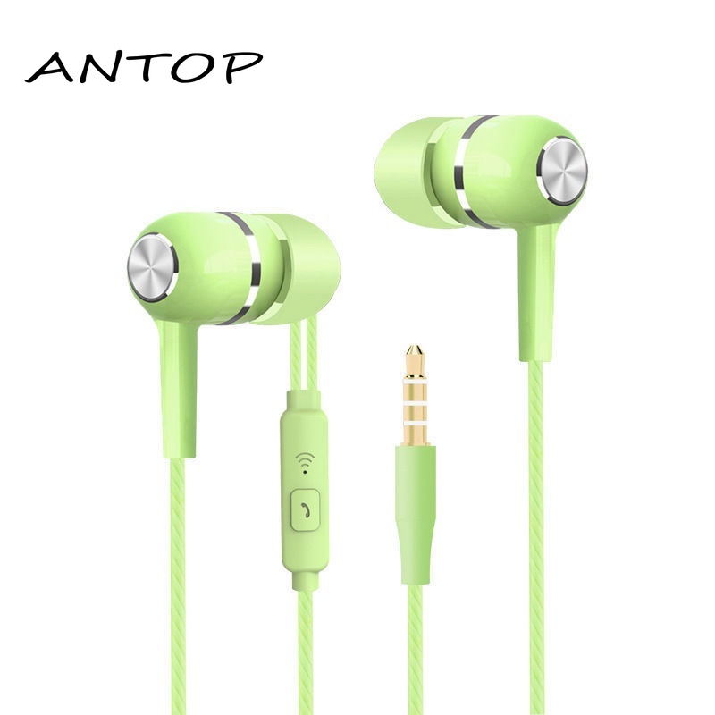 Macaron Color Wire Control Headphone Headphone Peredam Kebisingan Dengan Mikrofon 3.5MM ANTOP