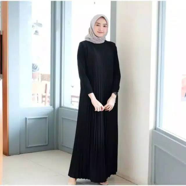 Dress plisket overal jumbo/alexa sleeveeles jumbo