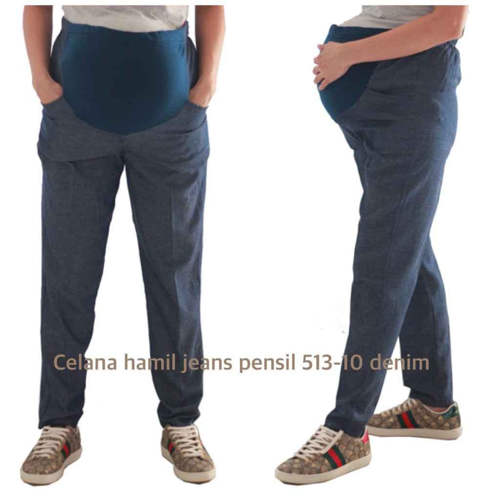celana hamil jeans pensil 513-100 denim bajuhamil baju hamil
