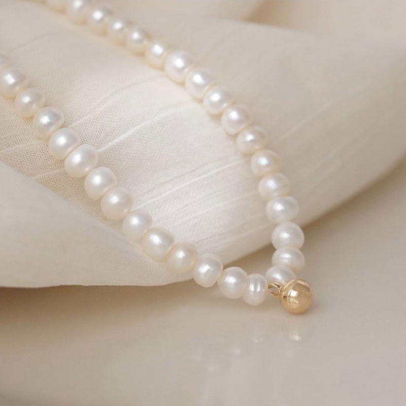 Kalung Rantai Choker Hias Liontin Mutiara Gaya Perancis Untuk Wanita