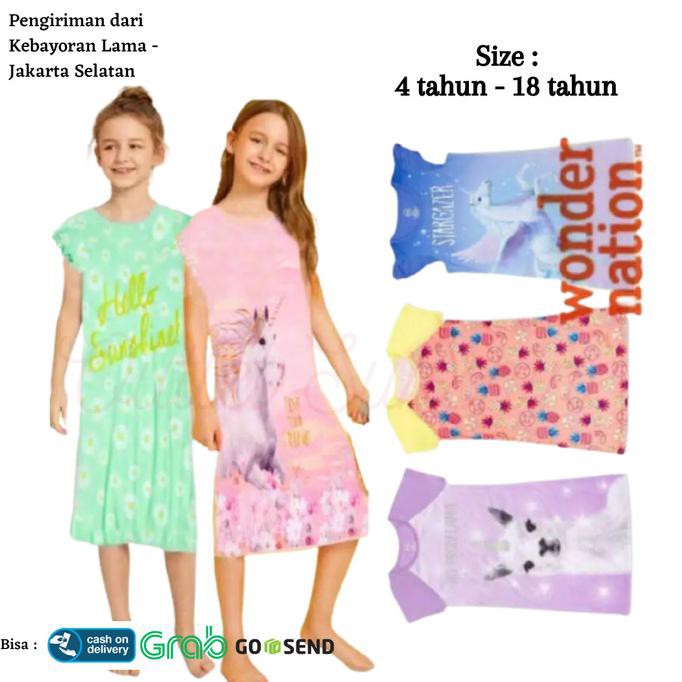 DISKON Baju Dress Daster Anak Perempuan WONDER NATION Original Branded 1 - Pink Unicorn, XS (4-5y)