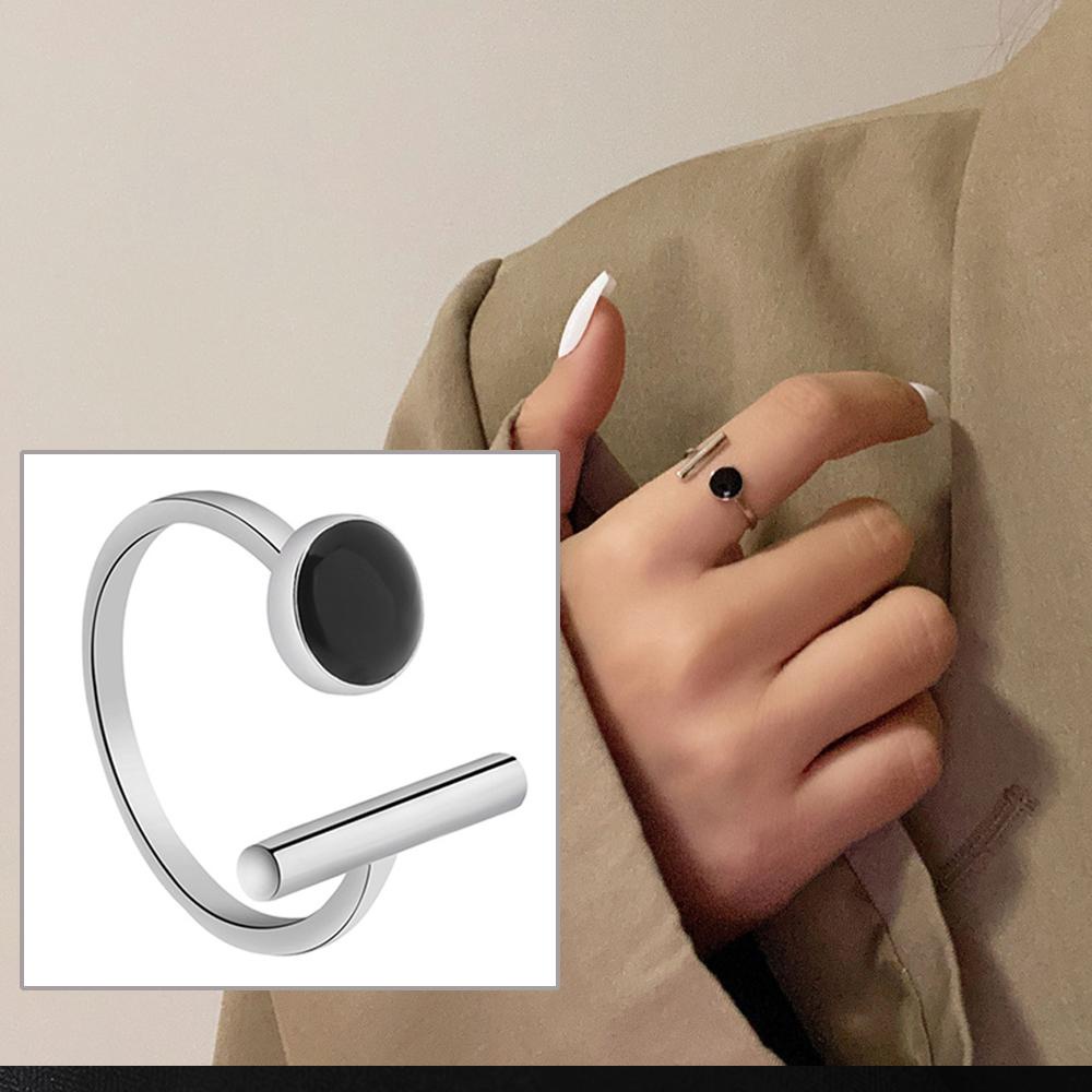 Preva Cincin Tangan Simplicity Lovers Bulat Hitam Cincin Jari Telunjuk