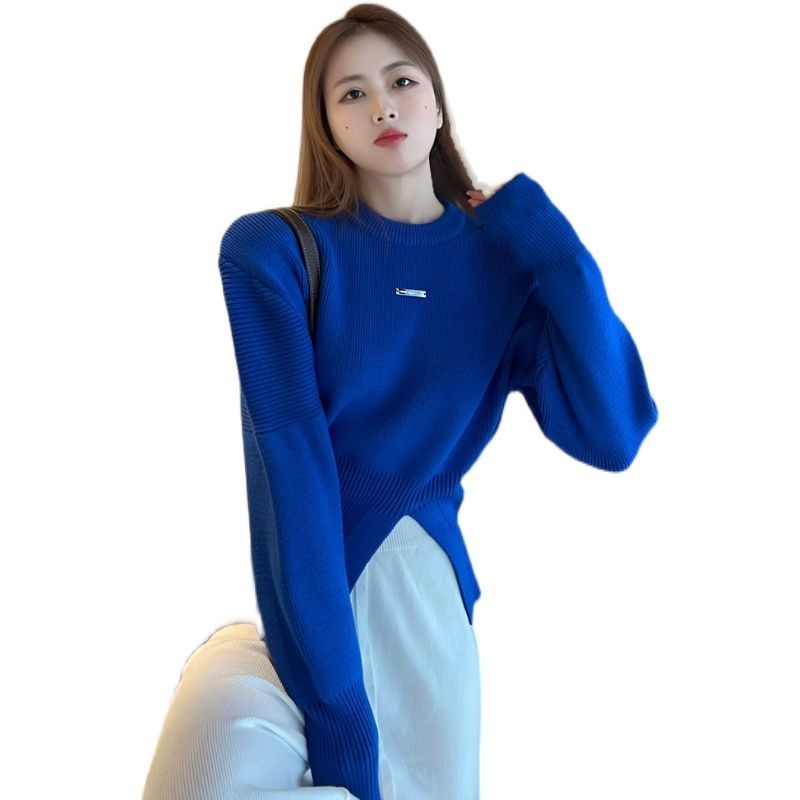 Sweater pullover warna solid wanita 2021 musim dingin baru versi Korea desain sweater rajutan bagian