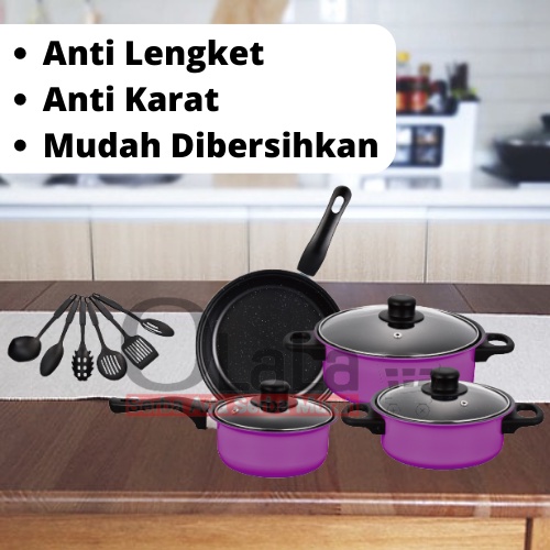 PANCI 13 IN 1 COOKWARE PANCI SET MULTIFUNGSI TUTUP KACA ANTI LENGKET OLL-99533