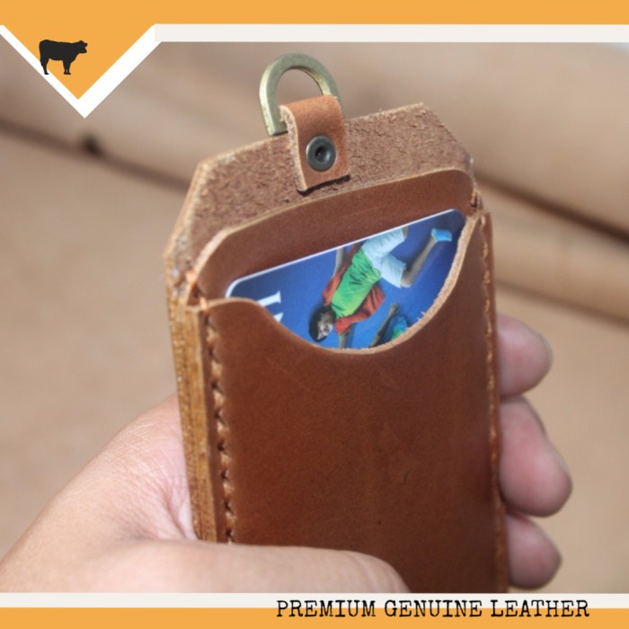 

Id Card - Card Holder Name Tag Kulit Asli - Handmade Leather - Warna Coklat