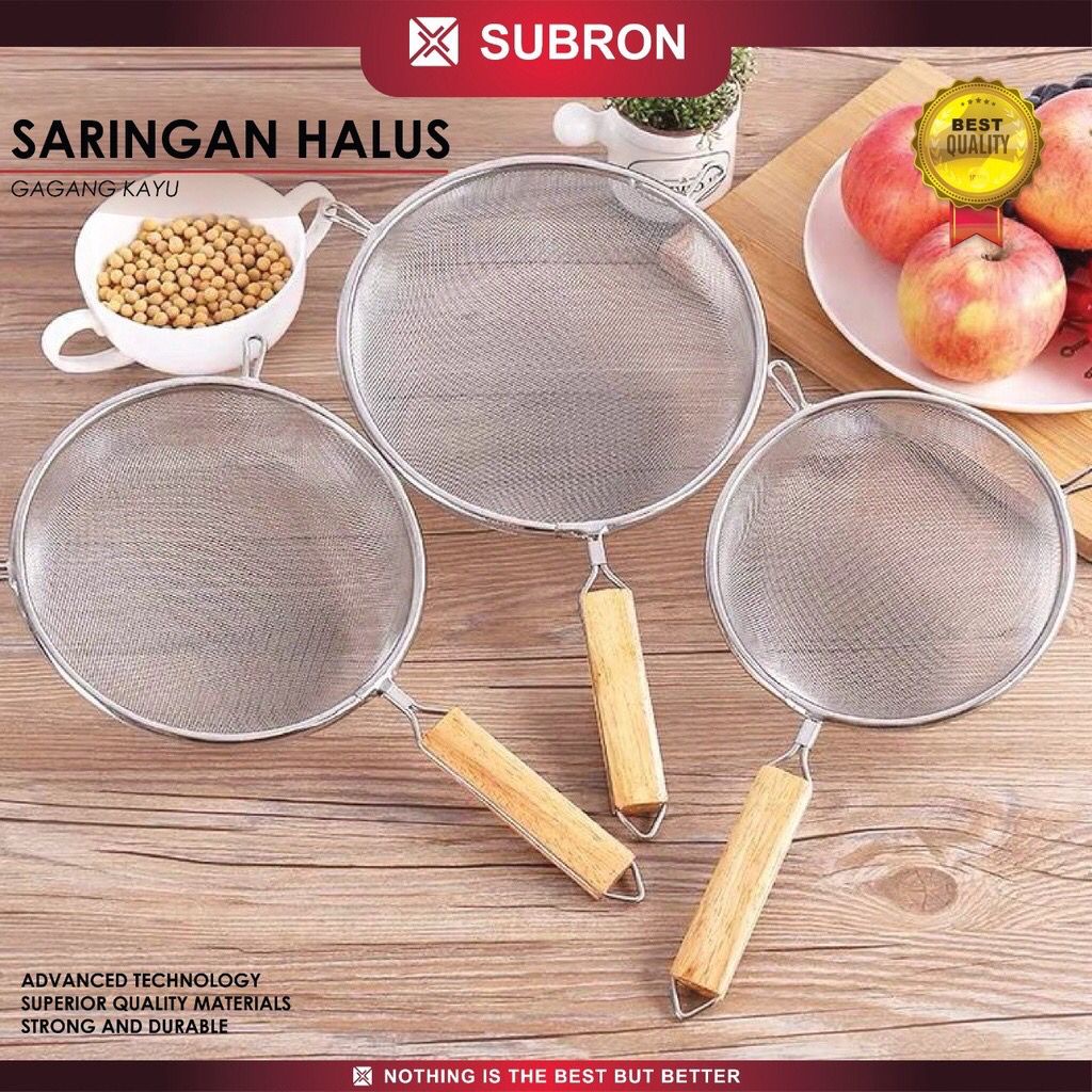 Jual Saringan Stainless Halus Serok Gagang Kayu Subron Cm